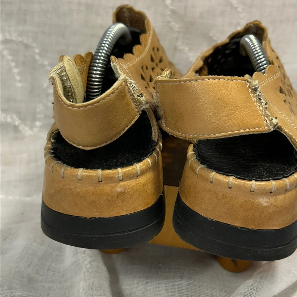 Rieker laser cut leather sling back shoes